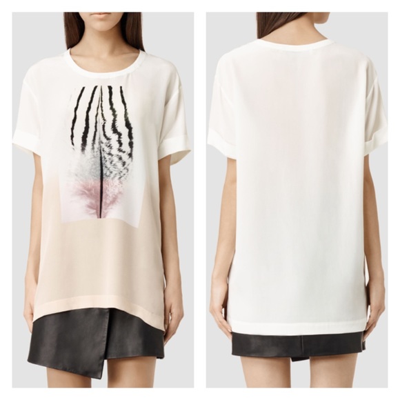 All Saints Tops - ALLSAINTS Aroma Piuma Silk Feather Print Top 2 NWT